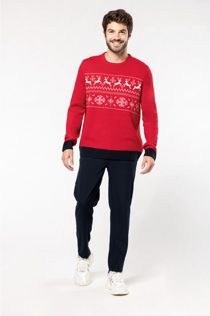 Weihnachtspulli mit Rentiermotiv rot Unisex Weihnachtspullover WEIHNACHTEN