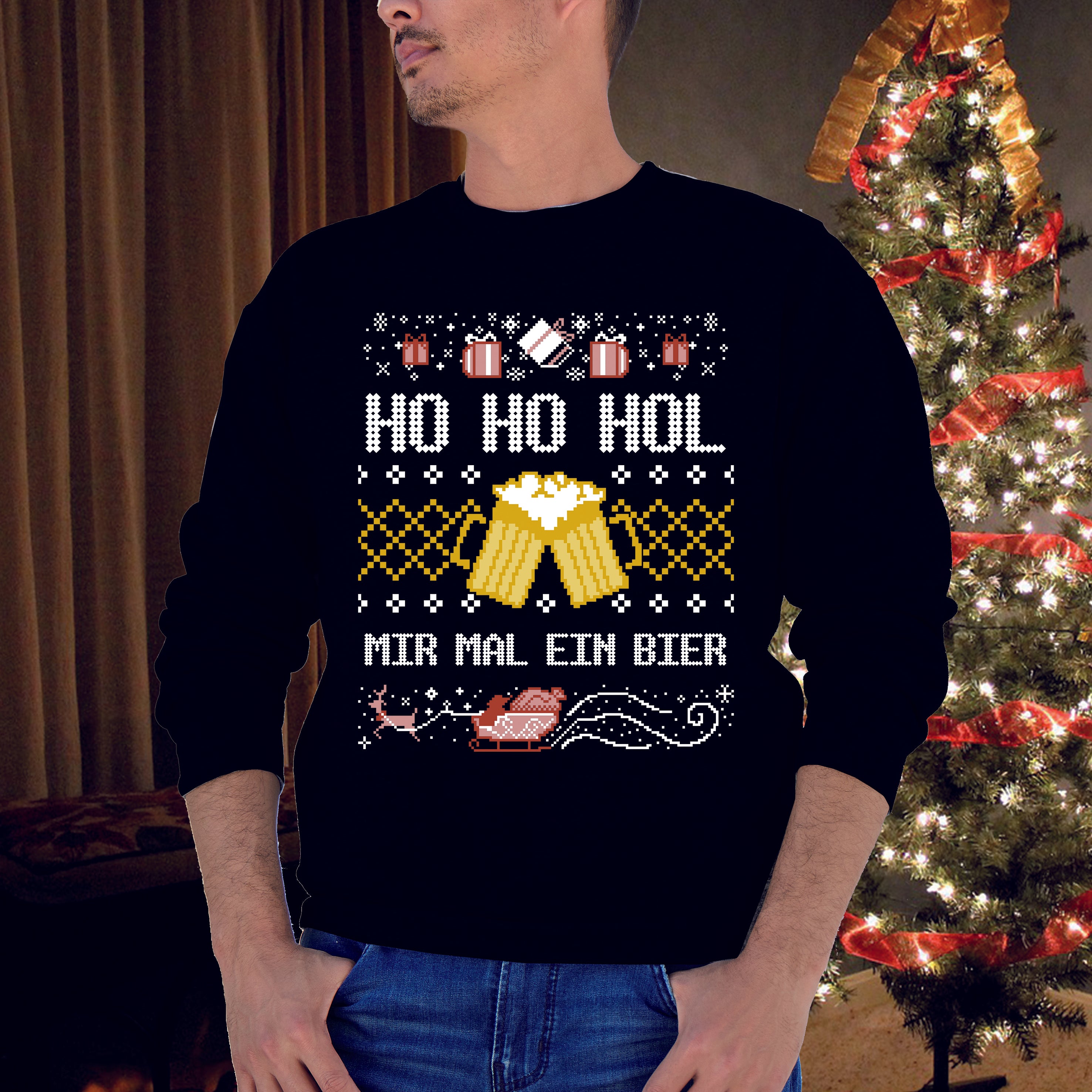 HO HO HOL MIR MAL EIN BIER WEIHNACHTSSWEATSHIRT WEIHNACHTEN
