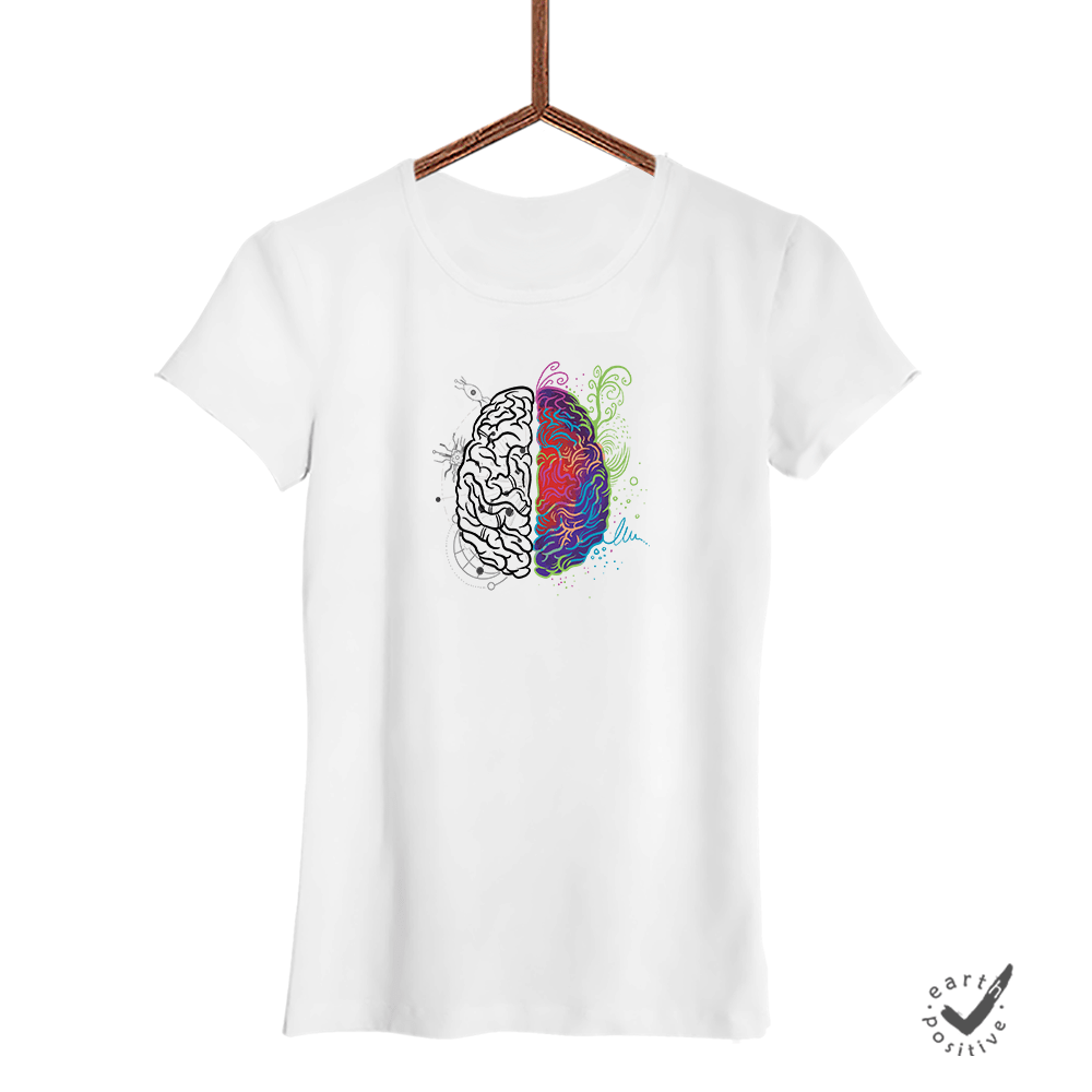 Damen T-Shirt Brain - Schwarzer - Kaffee