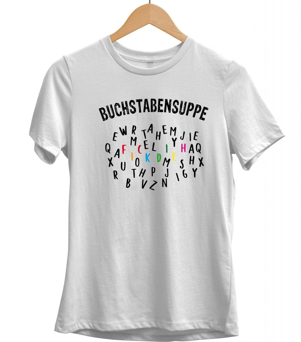 Damen T-Shirt Buchstabensuppe - Schwarzer - Kaffee