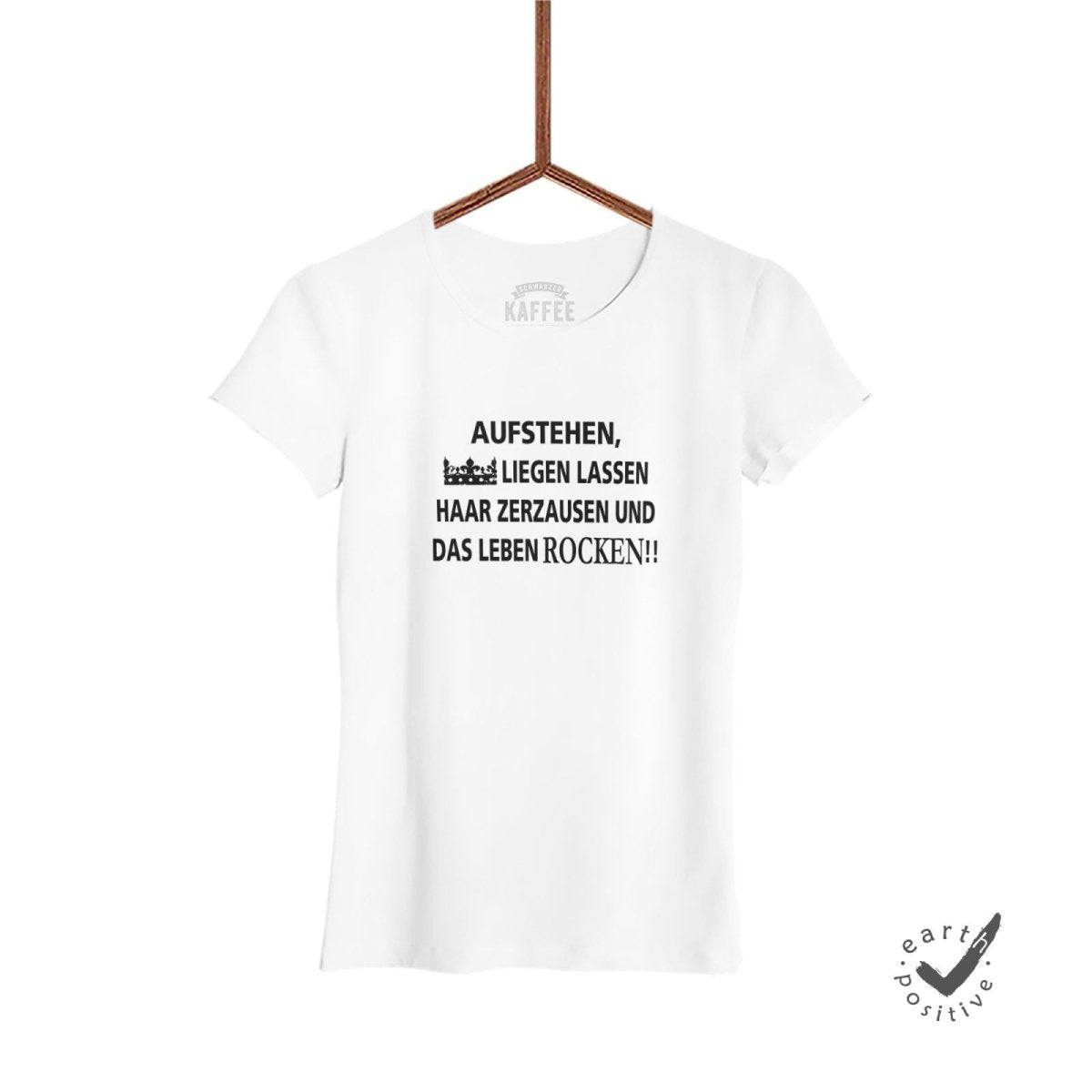 Damen T-Shirt Das Leben Rocken - Schwarzer - Kaffee