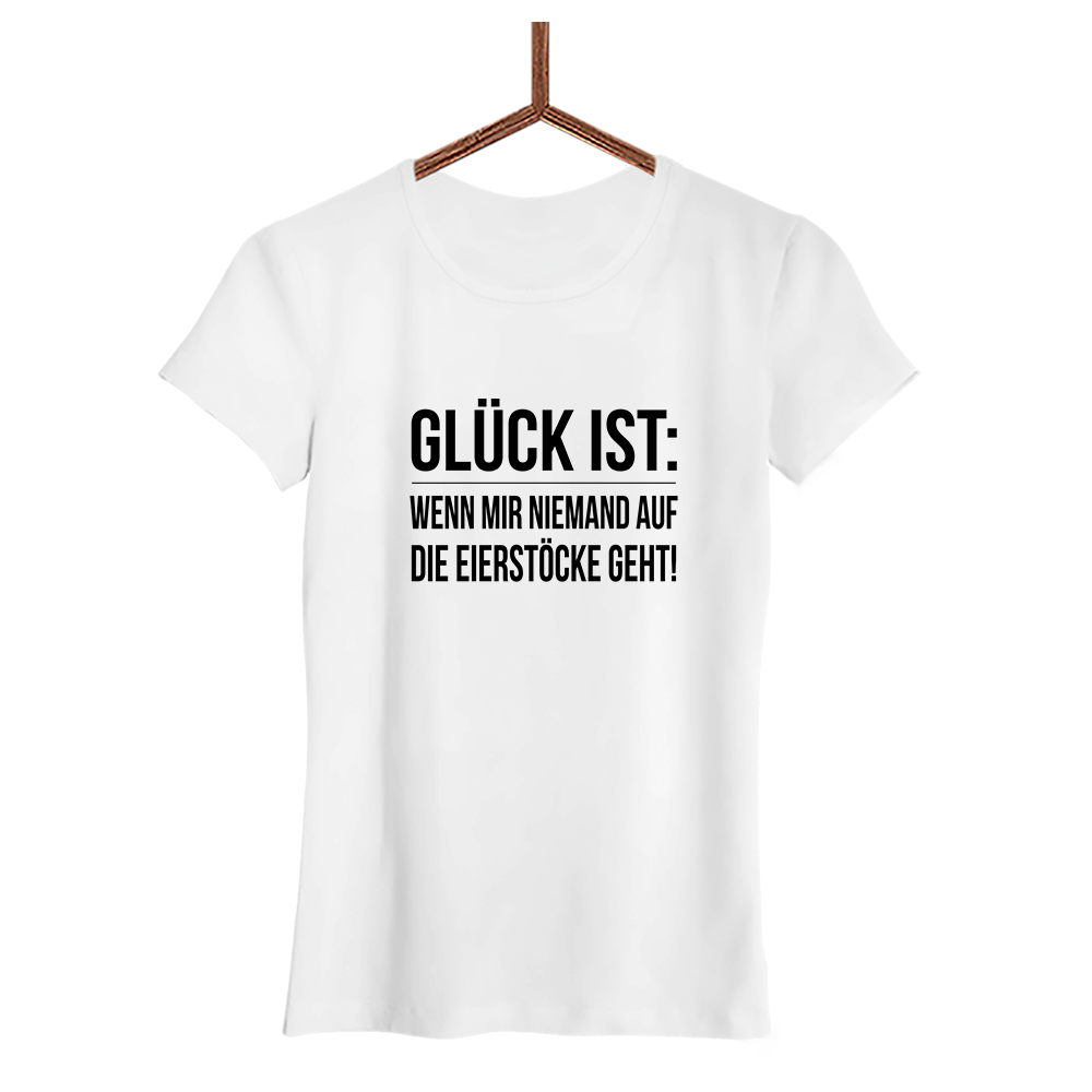 Damen T-Shirt Glück ist Eierstöcke - Schwarzer - Kaffee