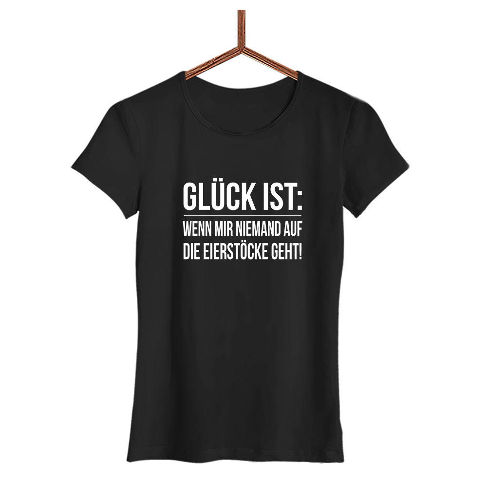 Damen T-Shirt Glück ist Eierstöcke - Schwarzer - Kaffee