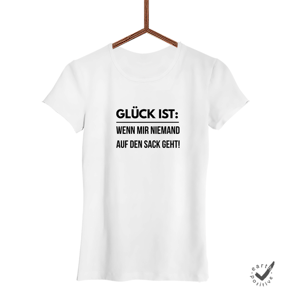 Damen T-Shirt Glück ist wenn mir niemand auf den Sack geht - Schwarzer - Kaffee