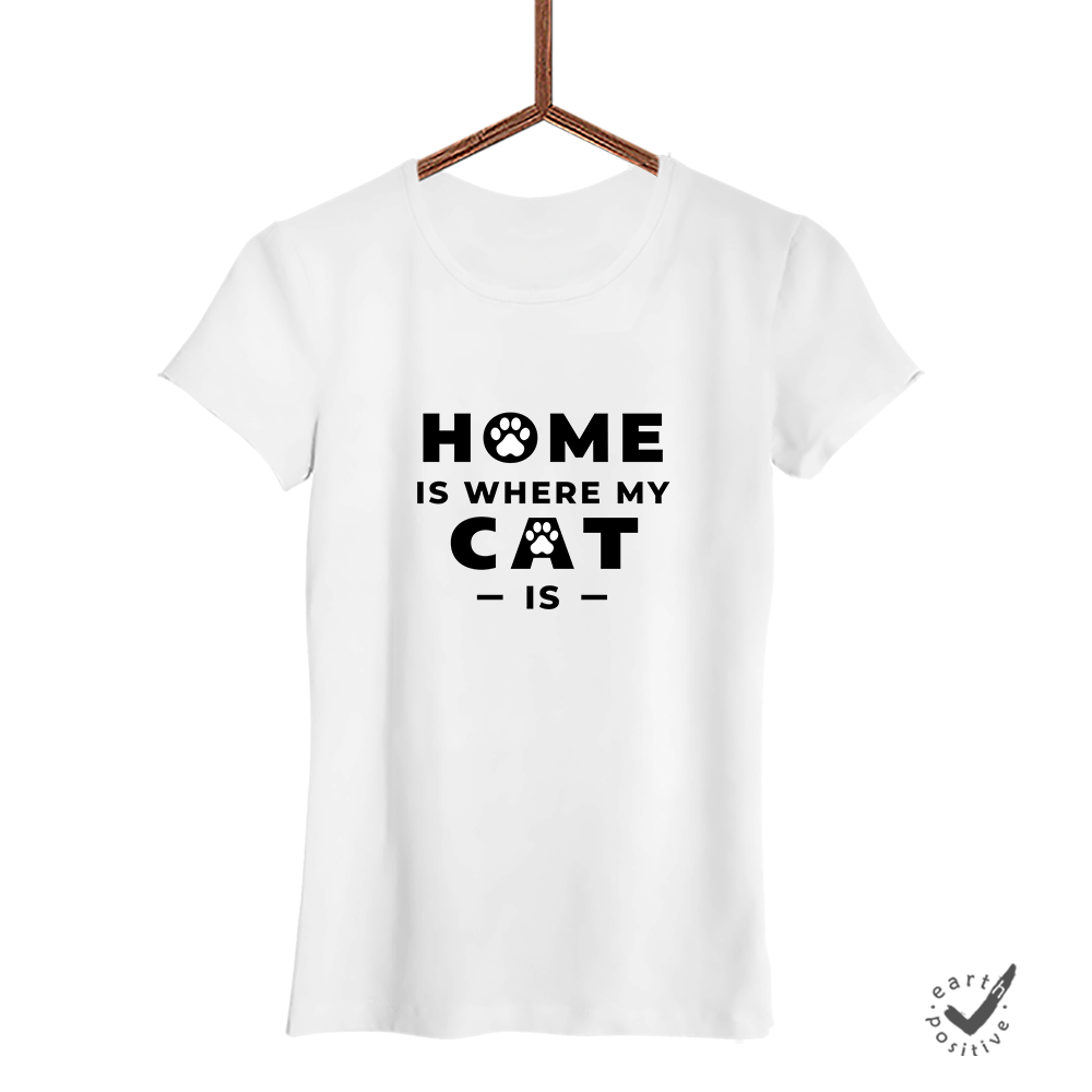 Damen T-Shirt Home is where my Cat is - Schwarzer - Kaffee