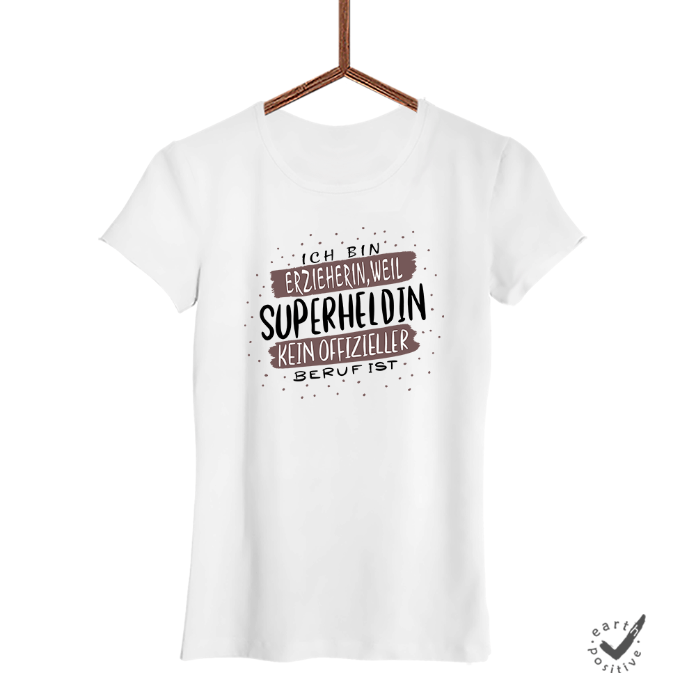 Damen T-Shirt Ich bin Erzieherin weil Superheldin kein offizieller Beruf ist - Schwarzer - Kaffee
