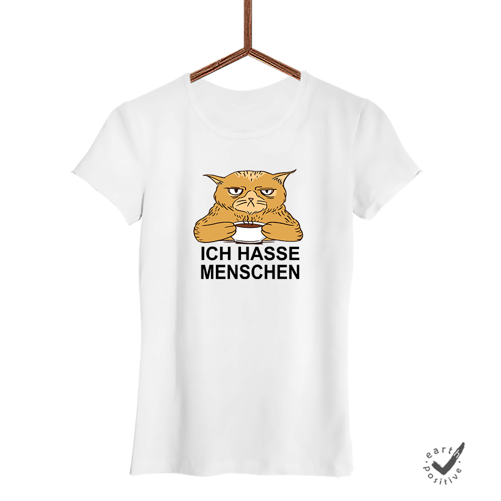 Damen T-Shirt Ich hasse Menschen Katze - Schwarzer - Kaffee