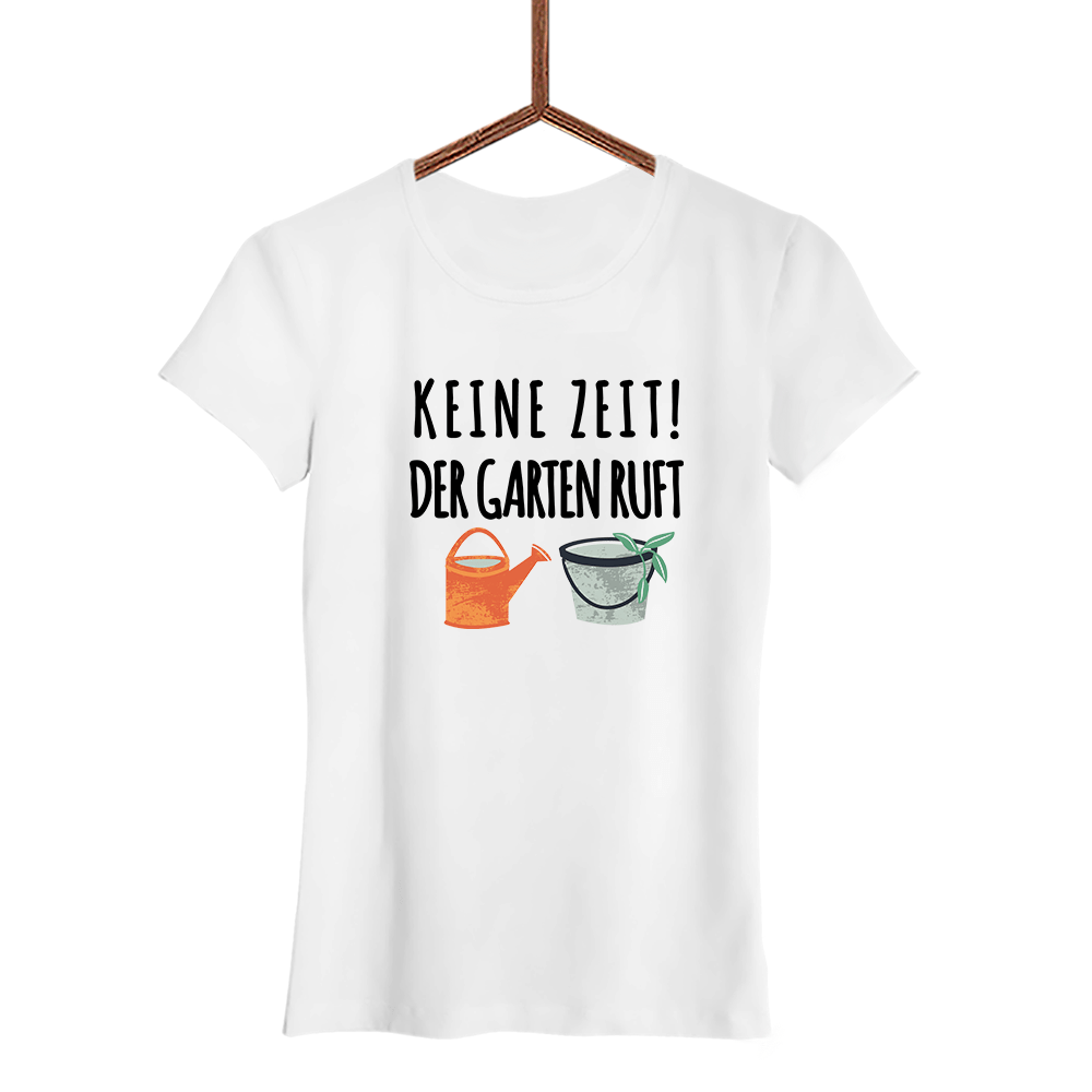 Damen T-Shirt Keine Zeit der Garten ruft - Schwarzer - Kaffee