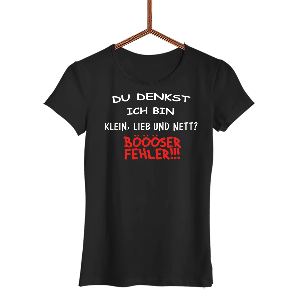 Damen T-Shirt Klein, lieb und nett - Schwarzer - Kaffee