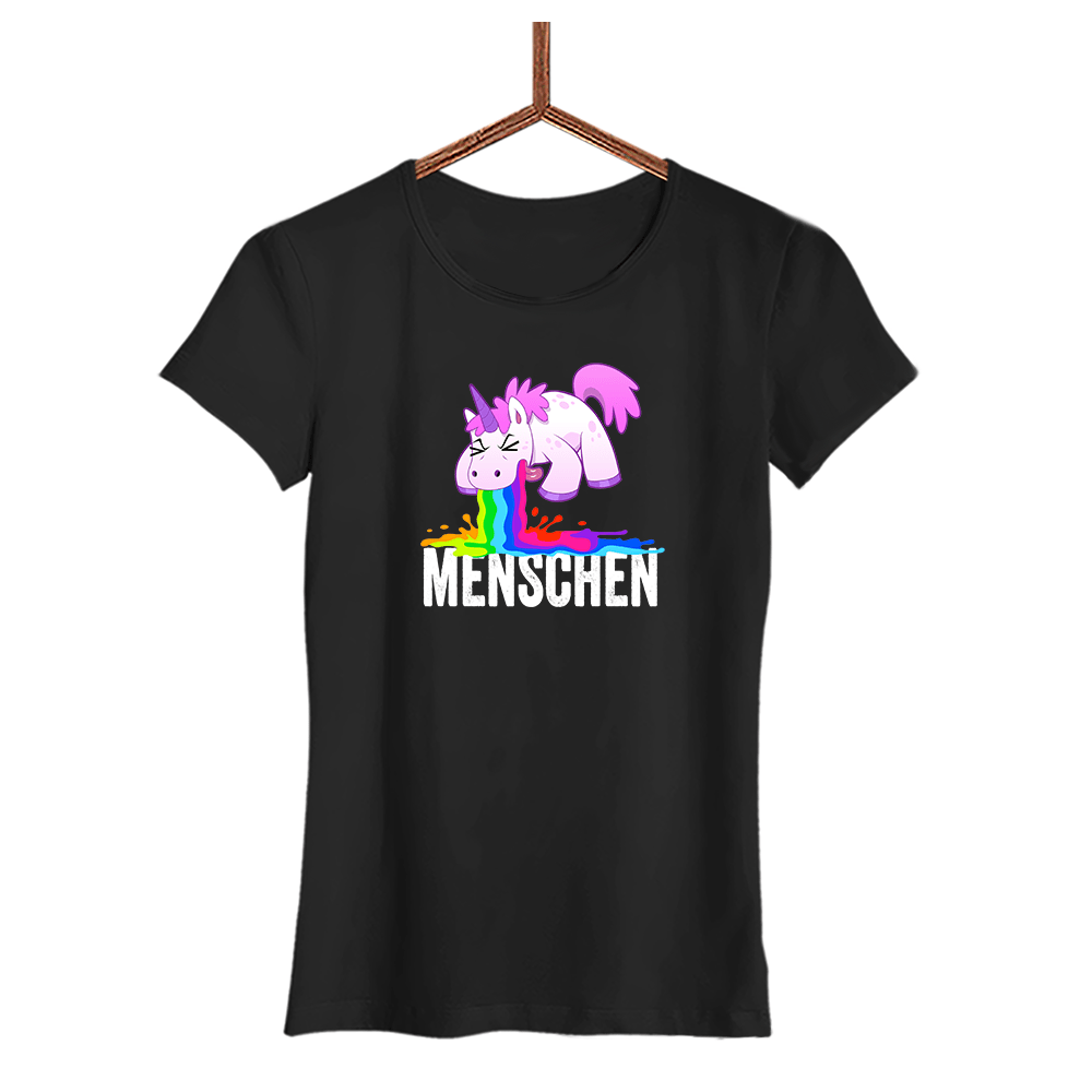 Damen T-Shirt Menschen Einhorn - Schwarzer - Kaffee
