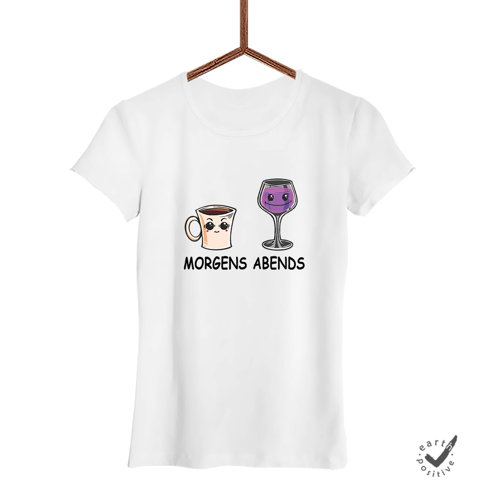 Damen T-Shirt Morgens Abends - Schwarzer - Kaffee