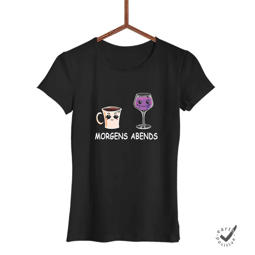 Damen T-Shirt Morgens Abends - Schwarzer - Kaffee