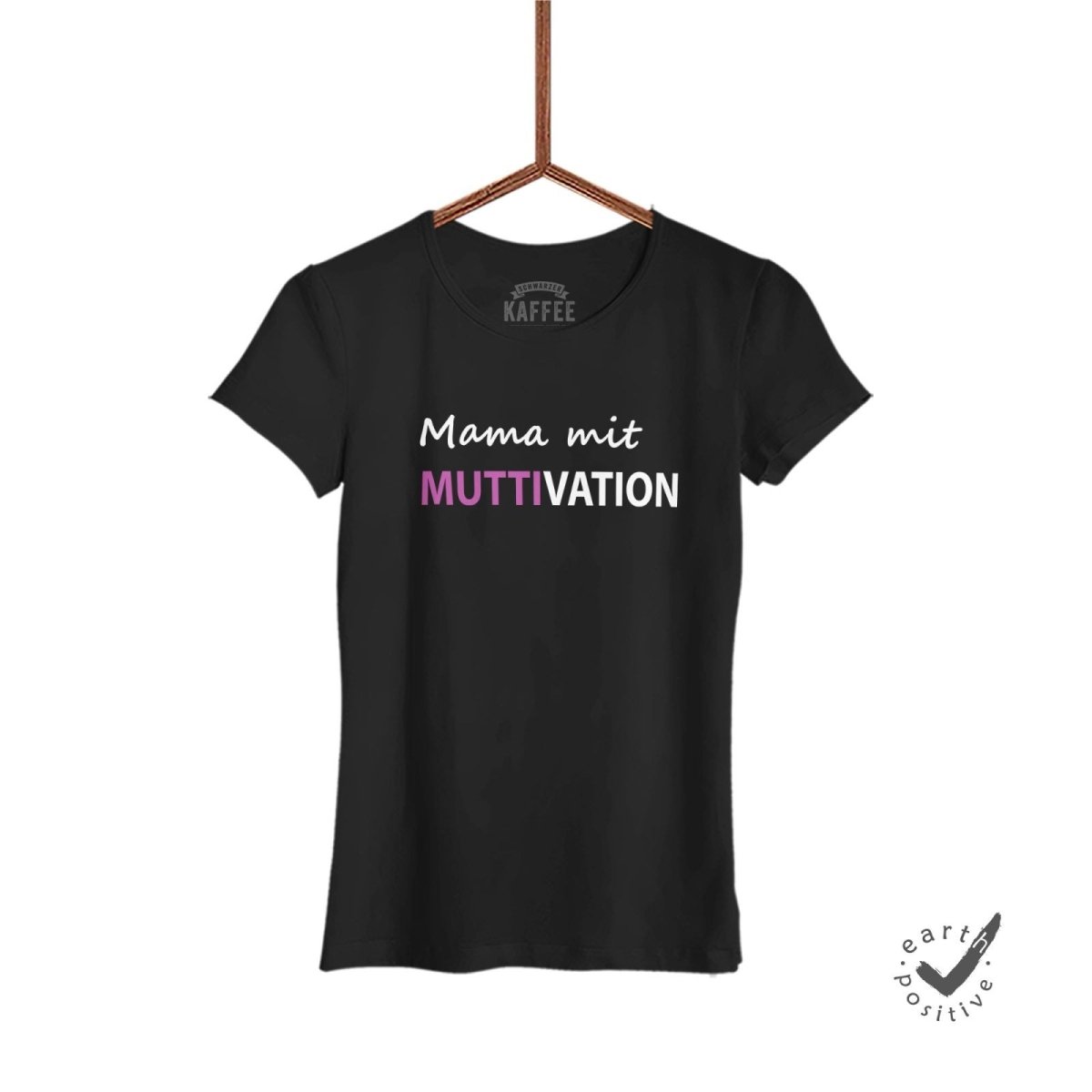 Damen T-Shirt Muttivation - Schwarzer - Kaffee