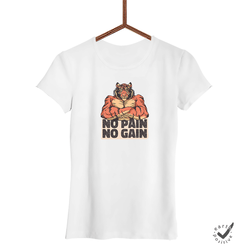 Damen T-Shirt No Pain No Gain - Schwarzer - Kaffee