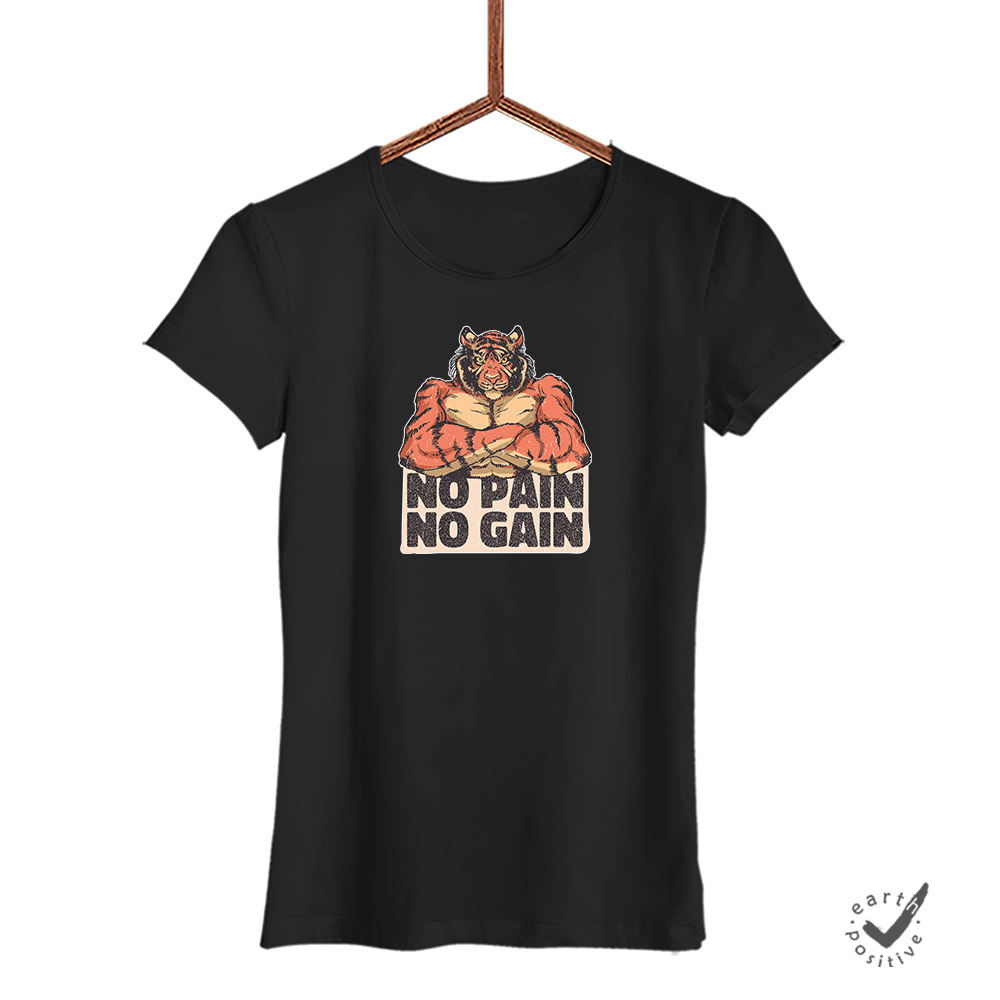 Damen T-Shirt No Pain No Gain - Schwarzer - Kaffee