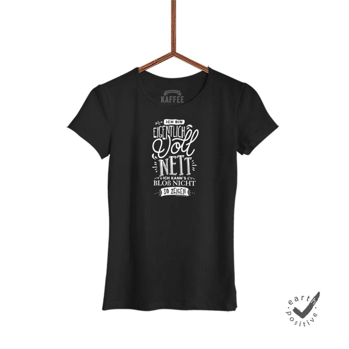 Damen T-Shirt Voll nett - Schwarzer - Kaffee