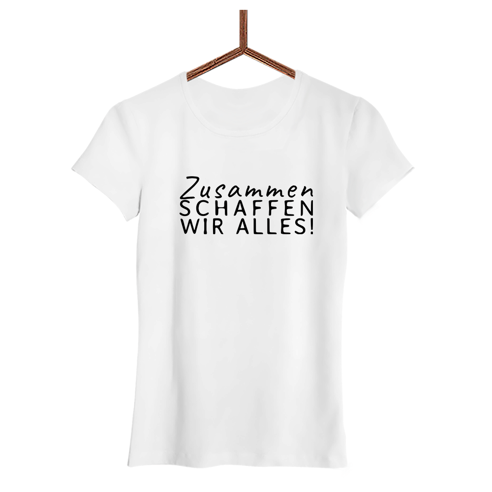 Damen T-Shirt Zusammen schaffen wir alles - Schwarzer - Kaffee