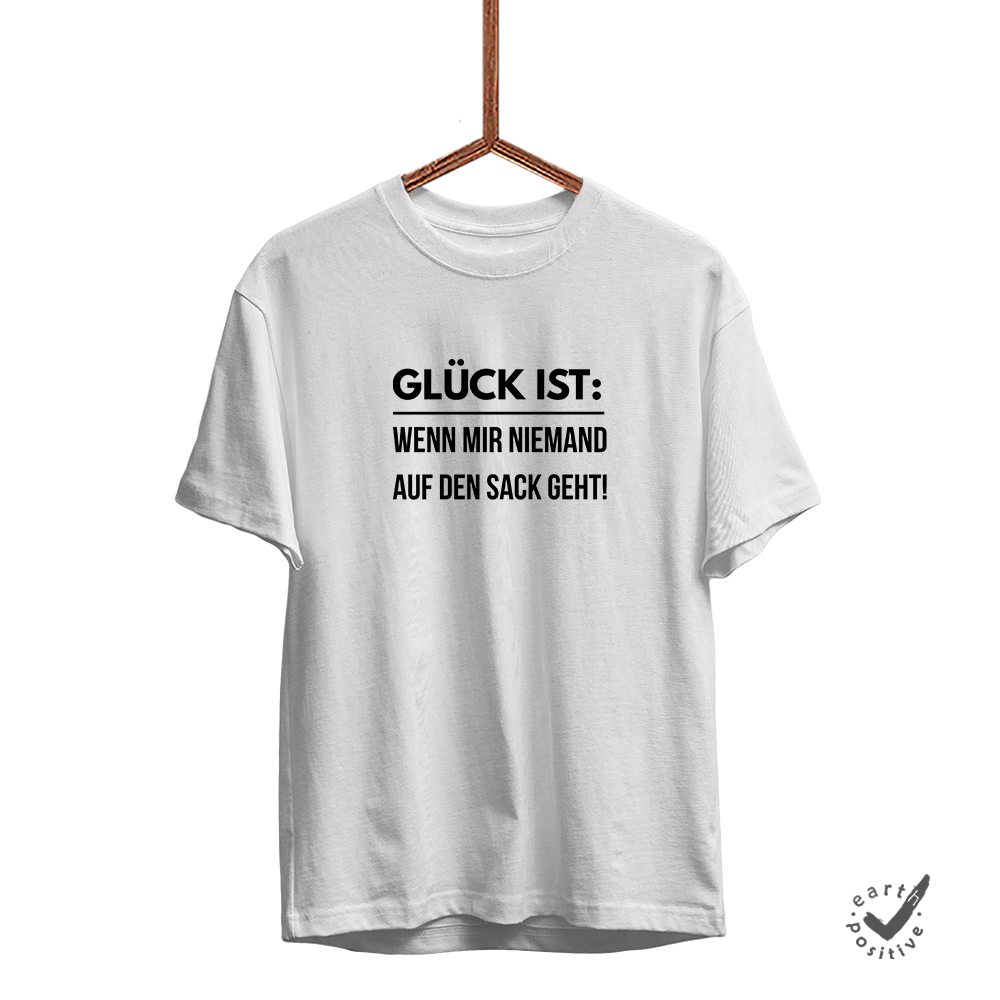 Herren T-Shirt Glück ist wenn mir niemand auf den Sack geht - Schwarzer - Kaffee