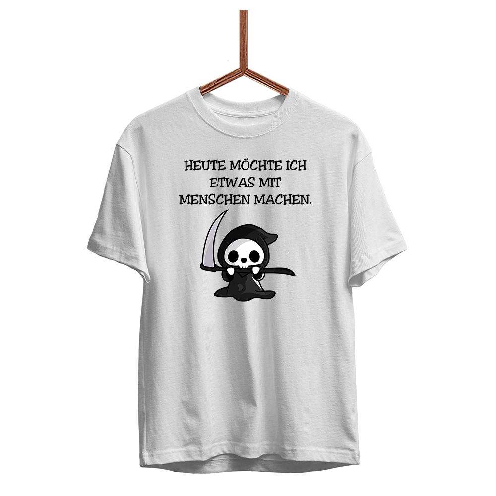 Herren T-Shirt Heute möchte ich etwas mit Menschen machen. - Schwarzer - Kaffee