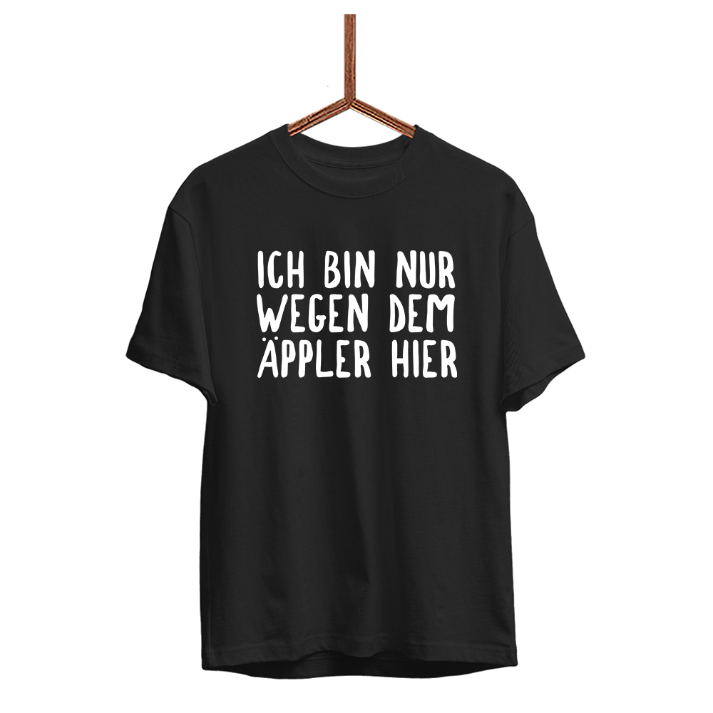 Herren T-Shirt Ich bin nur wegen dem Äppler hier - Schwarzer - Kaffee