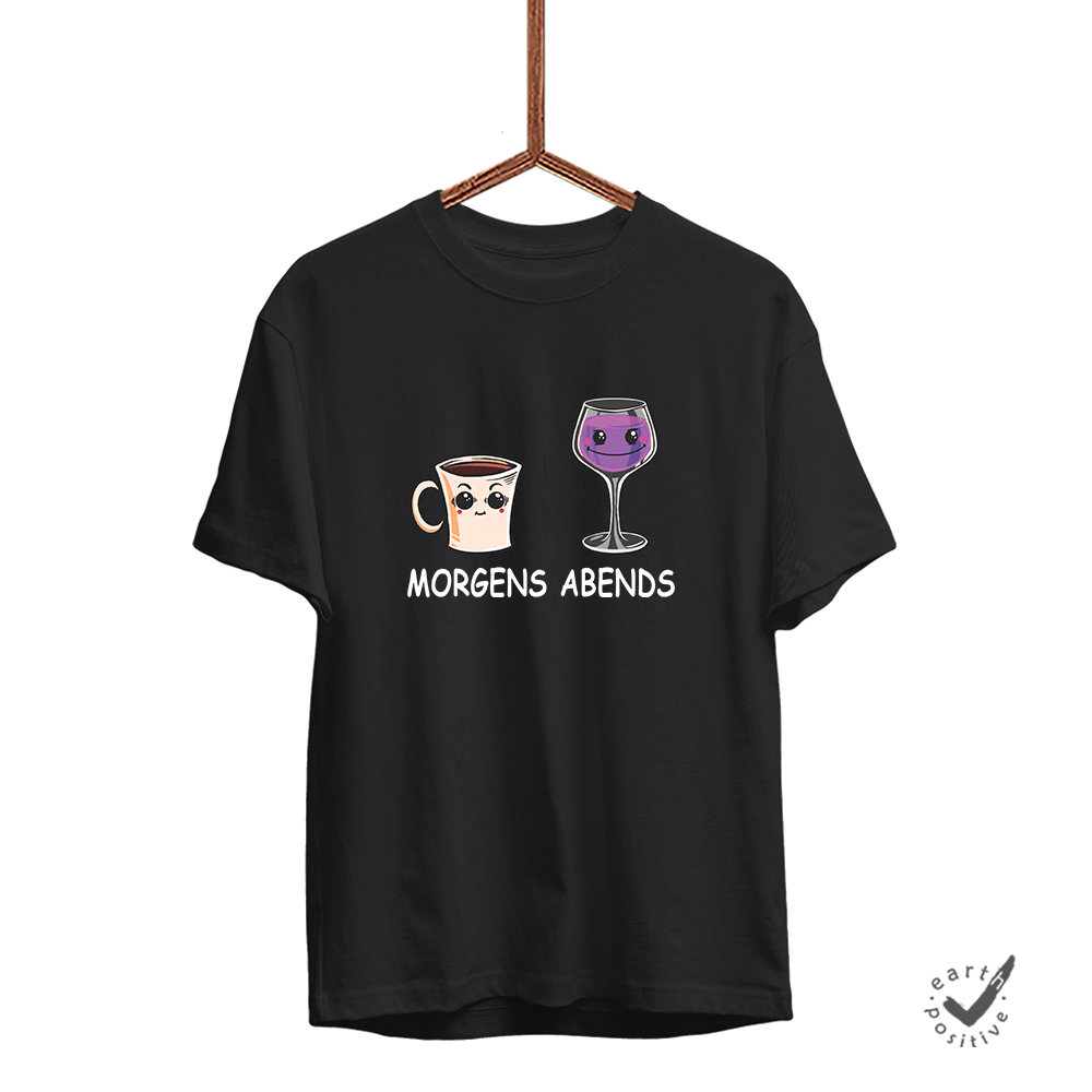Herren T-Shirt Morgens Abends - Schwarzer - Kaffee