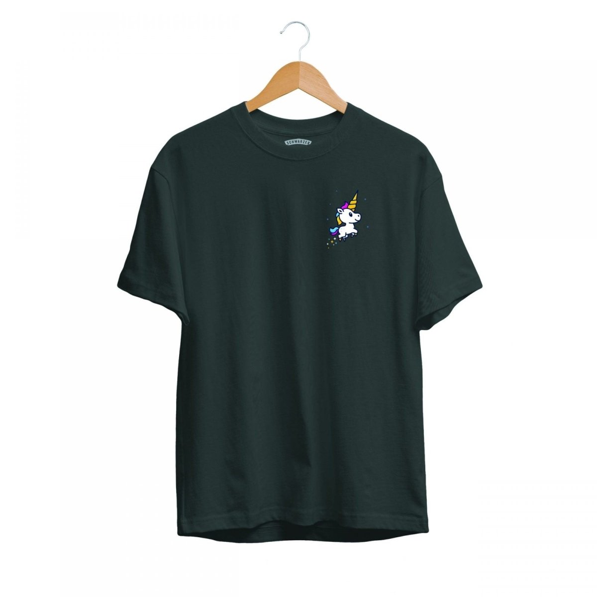 Herren T-Shirt Space Einhorn Pocket - Schwarzer - Kaffee