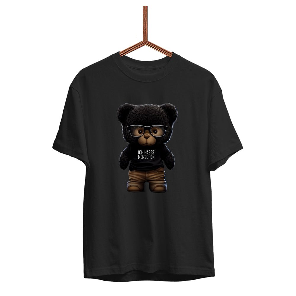 Herren T-Shirt Teddybär Ich hasse Menschen - Schwarzer - Kaffee