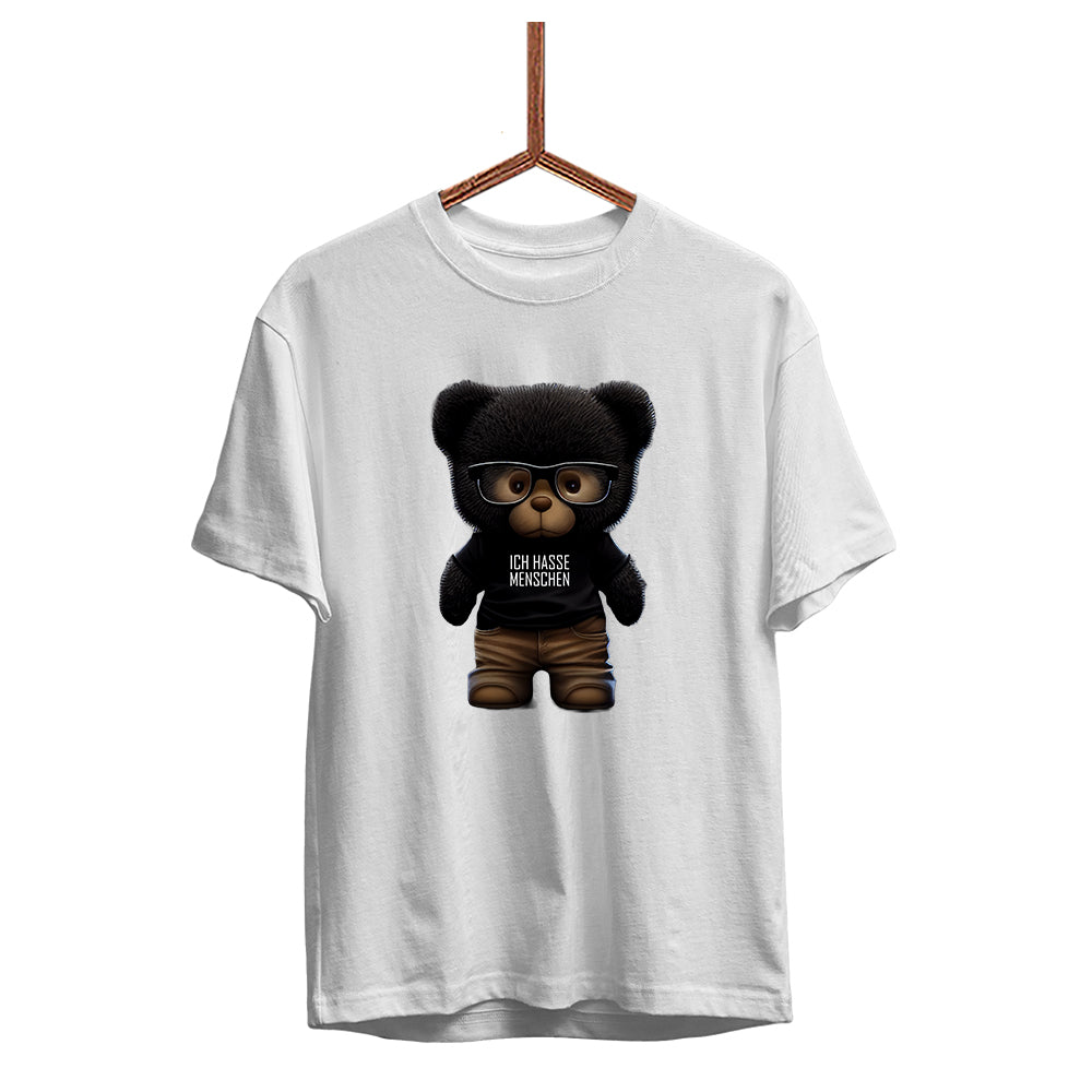 Herren T-Shirt Teddybär Ich hasse Menschen - Schwarzer - Kaffee