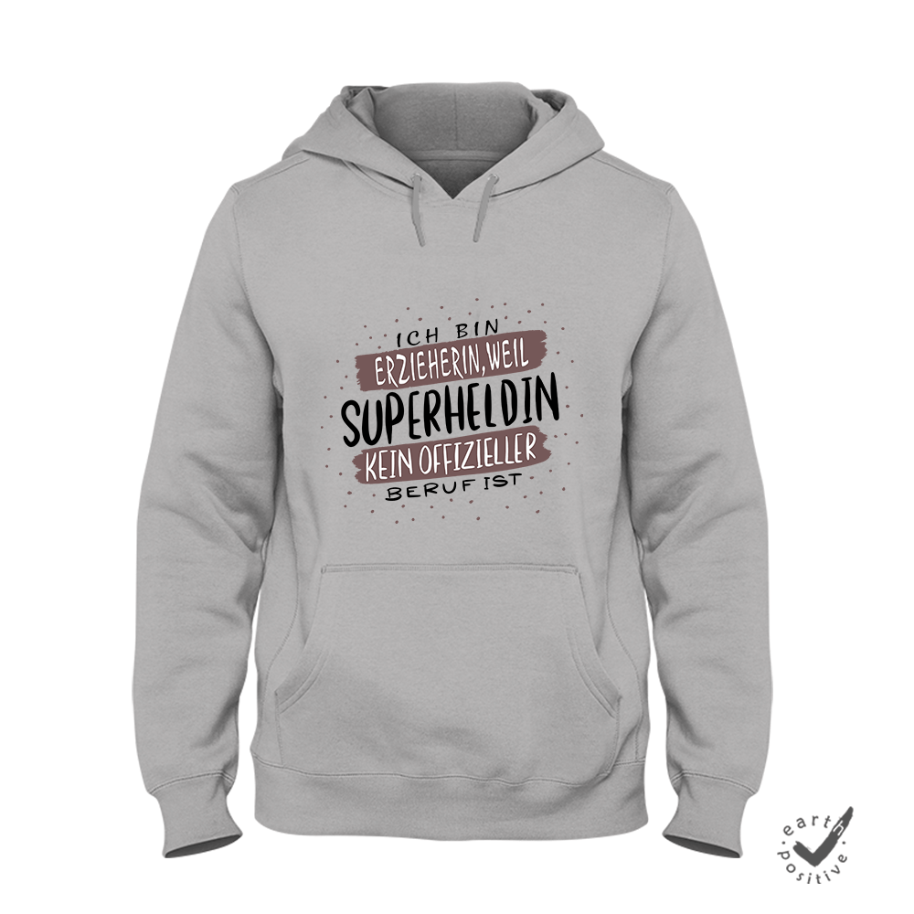 Hoodie Ich bin Erzieherin weil Superheldin kein offizieller Beruf ist - Schwarzer - Kaffee