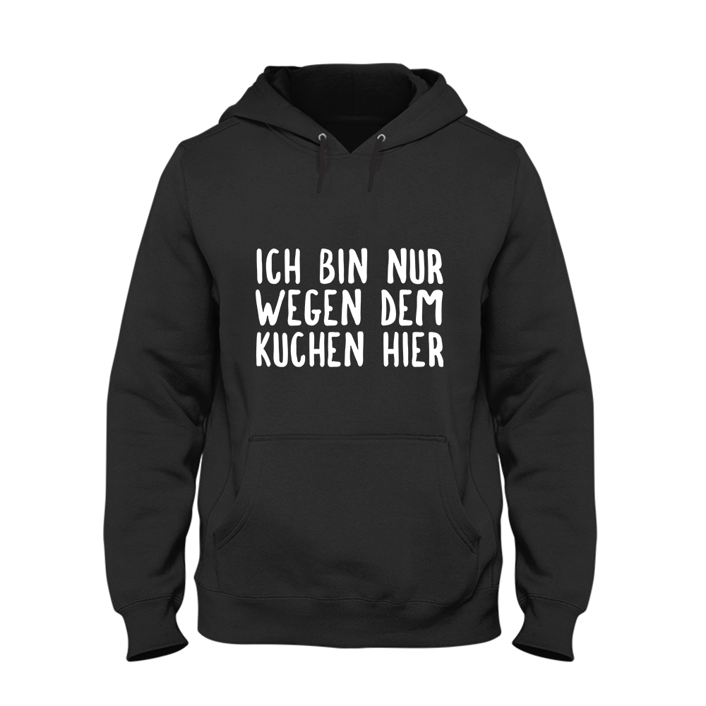 Hoodie Ich bin nur wegen dem Kuchen hier - Schwarzer - Kaffee