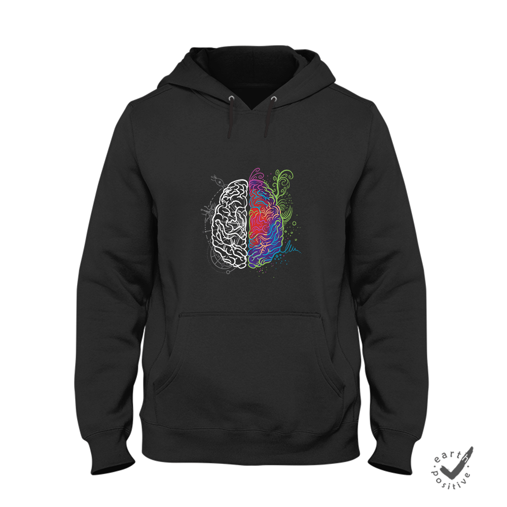 Hoodie Unisex Brain - Schwarzer - Kaffee
