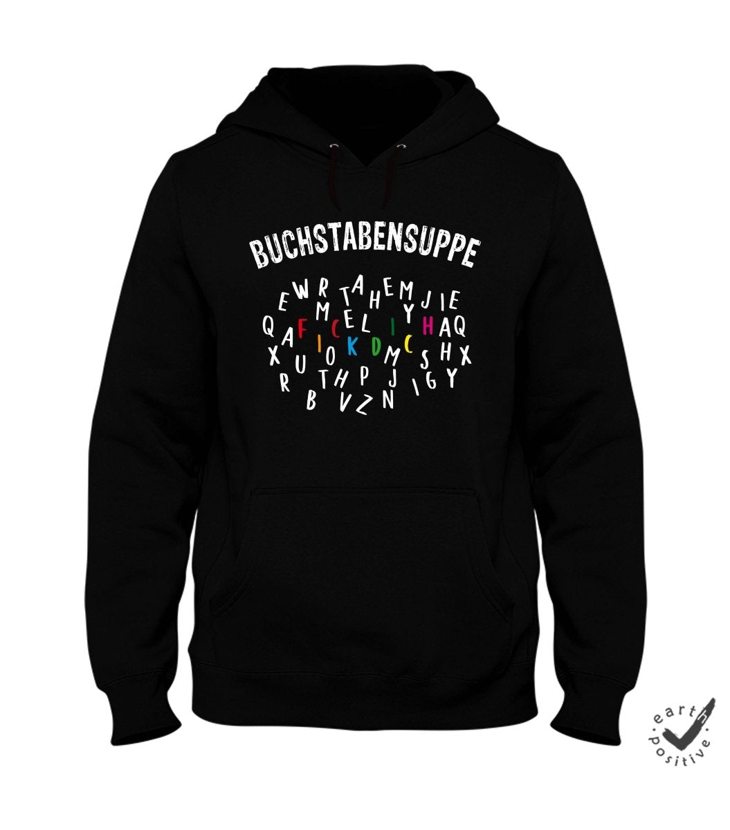 Hoodie Unisex Buchstabensuppe - Schwarzer - Kaffee