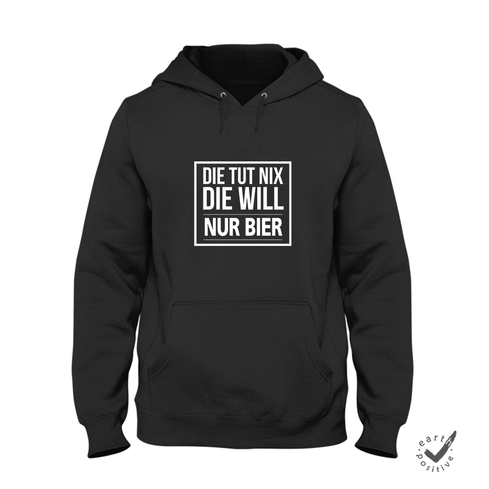 Hoodie Unisex Die tut nix die will nur Bier - Schwarzer - Kaffee