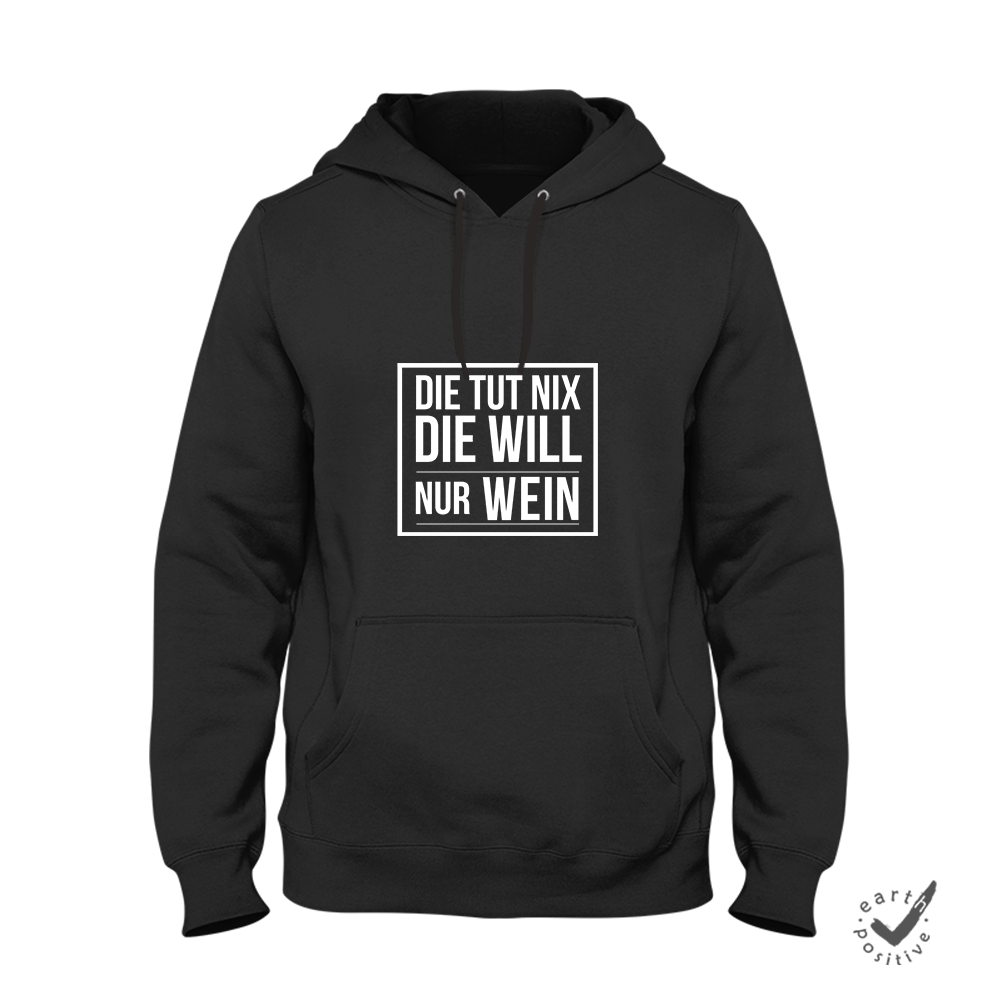 Hoodie Unisex Die tut nix die will nur Wein Sale - Schwarzer - Kaffee