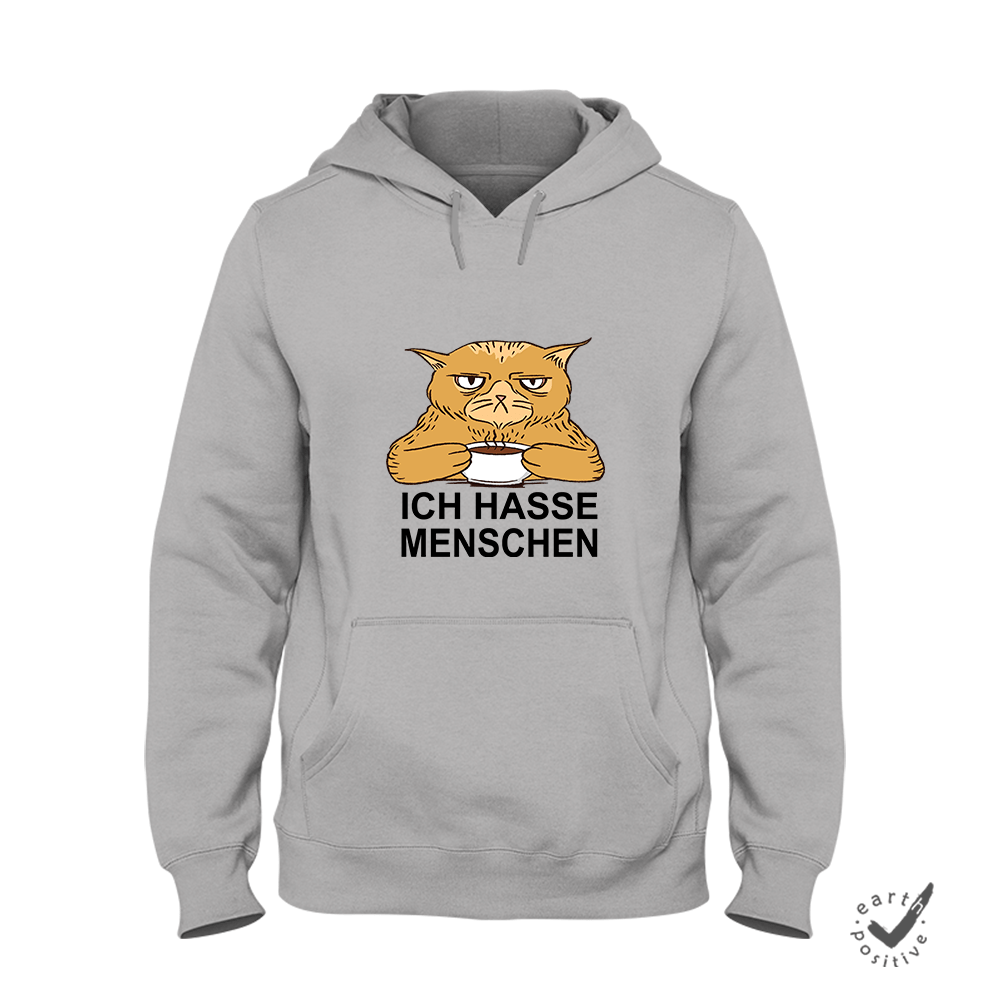 Hoodie Unisex Ich hasse Menschen Katze - Schwarzer - Kaffee