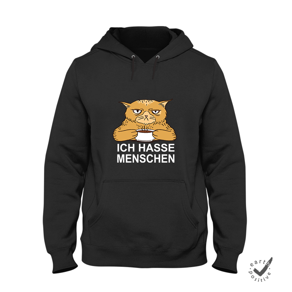 Hoodie Unisex Ich hasse Menschen Katze - Schwarzer - Kaffee