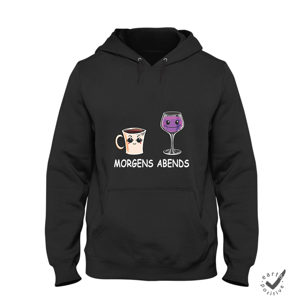 Hoodie Unisex Morgens Abends - Schwarzer - Kaffee