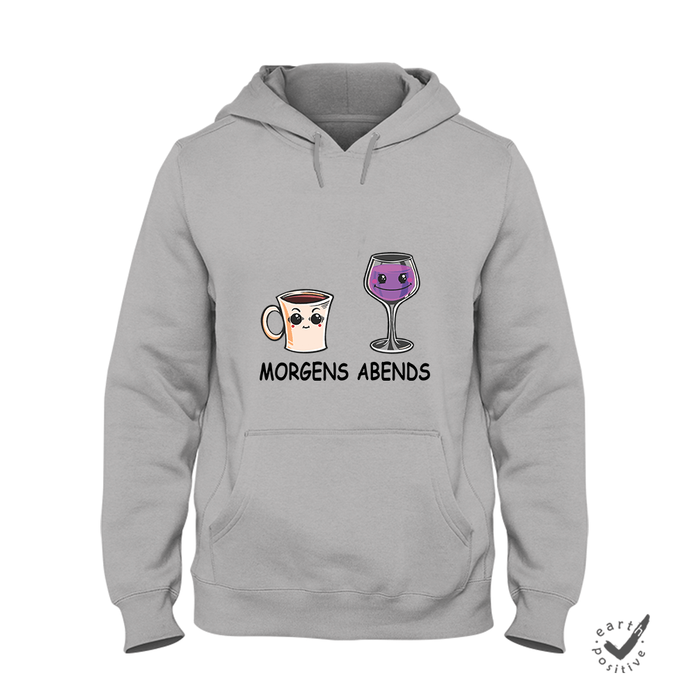 Hoodie Unisex Morgens Abends - Schwarzer - Kaffee