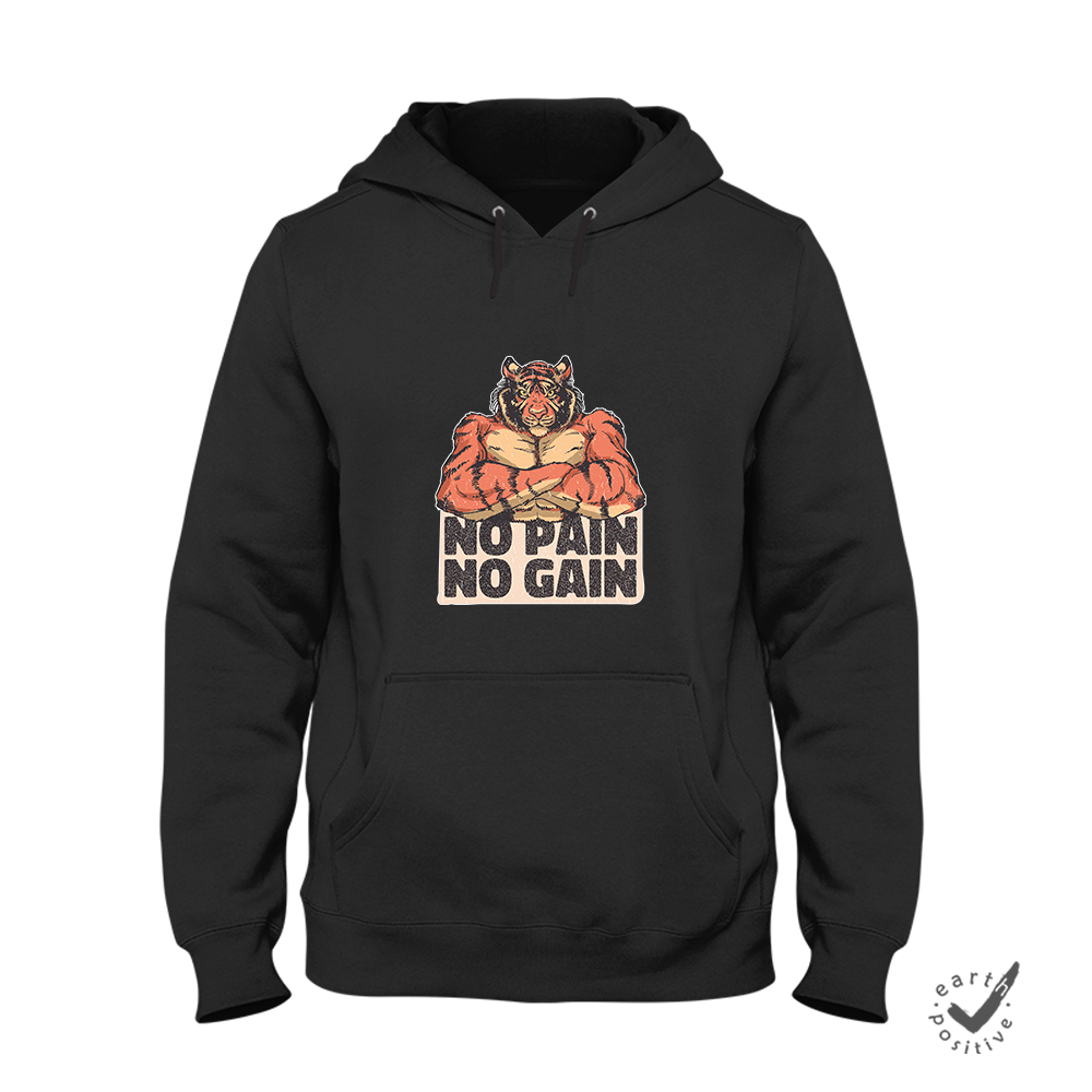 Hoodie Unisex No Pain No Gain - Schwarzer - Kaffee