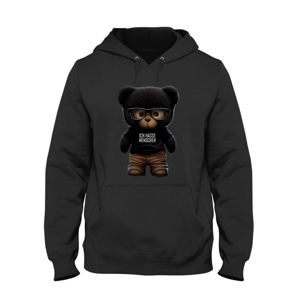 Hoodie Unisex Teddybär Ich hasse Menschen - Schwarzer - Kaffee