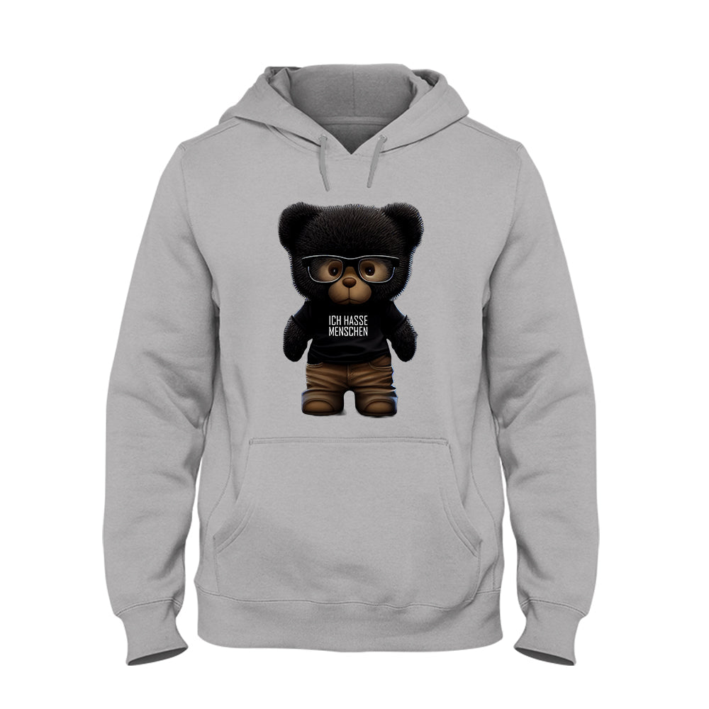 Hoodie Unisex Teddybär Ich hasse Menschen - Schwarzer - Kaffee