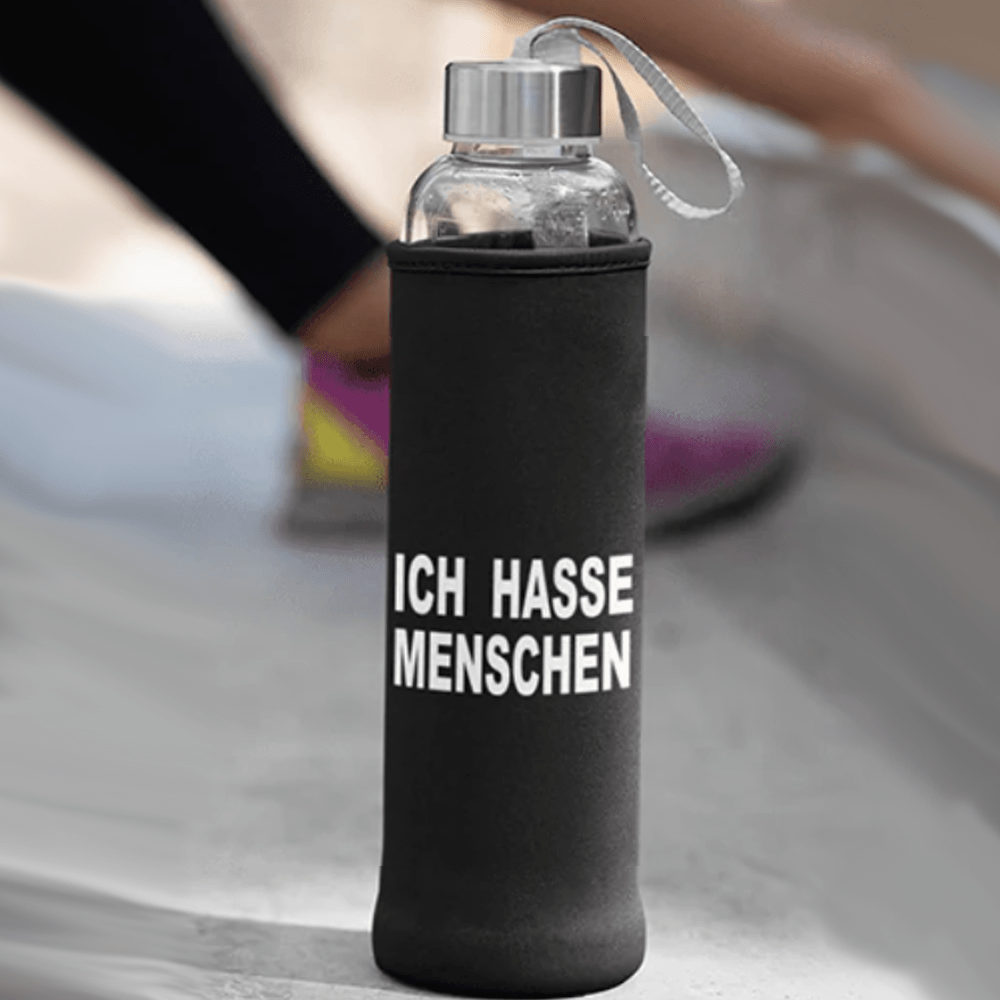 Ich hasse Menschen Trinkflasche 500ml - Schwarzer - Kaffee