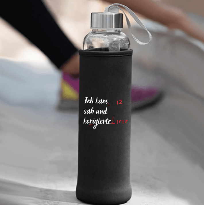 Ich kam sah und korrigierte Trinkflasche 500ml - Schwarzer - Kaffee