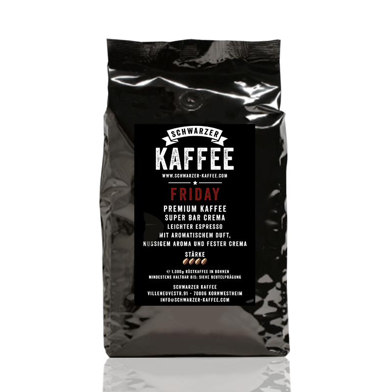 Kaffee Friday mittelstark Stärke 4 - 5 1000g - Schwarzer - Kaffee