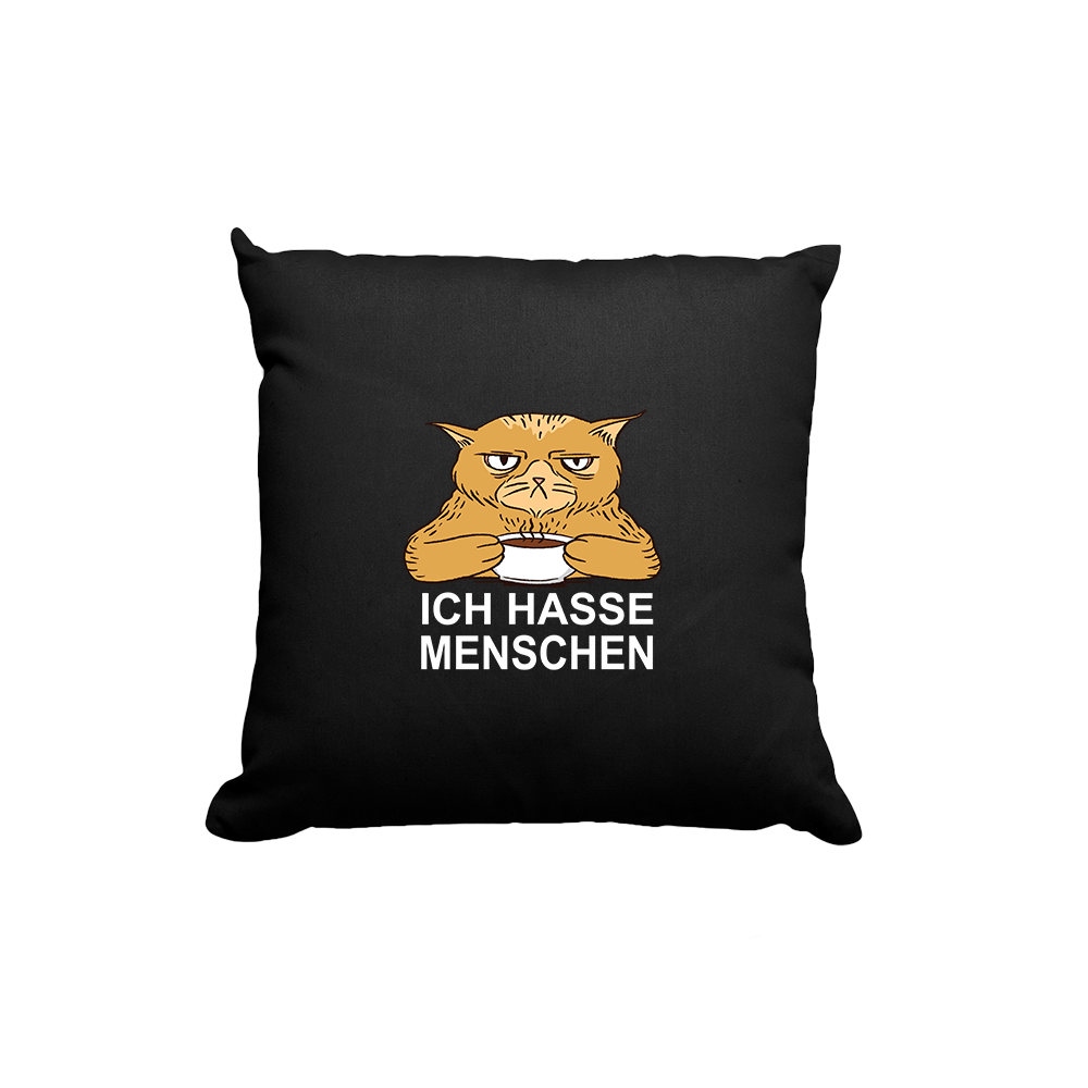 Kissen Ich hasse Menschen Katze - Schwarzer - Kaffee