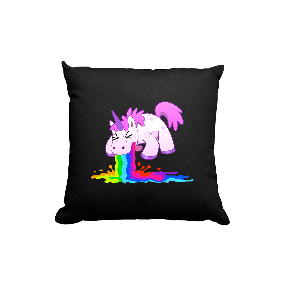 Kissen schwarz Kotzendes Einhorn 40 x 40 cm mit Füllung - Schwarzer - Kaffee
