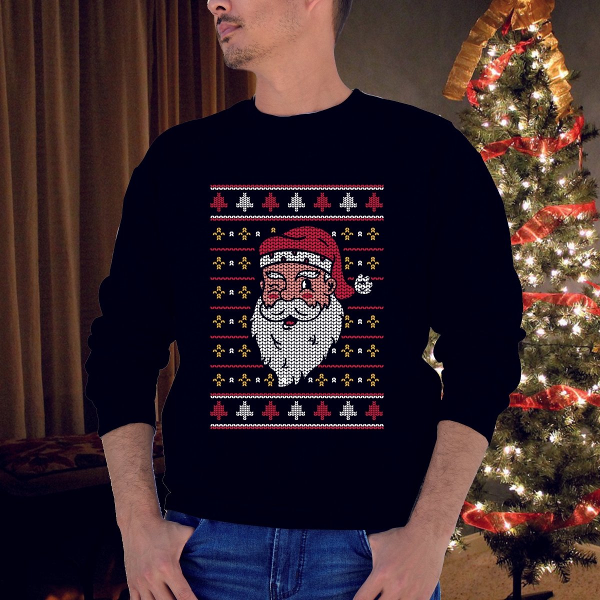 SANTA CLAUS WEIHNACHTSSWEATSHIRT WEIHNACHTEN UGLY SWEATER - Schwarzer - Kaffee