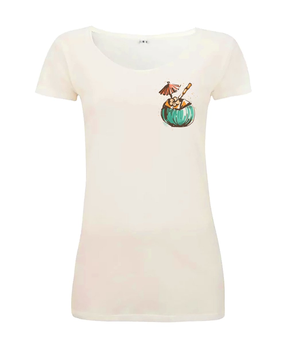 Sommershirt Cocktail Damen T-Shirt - Schwarzer - Kaffee