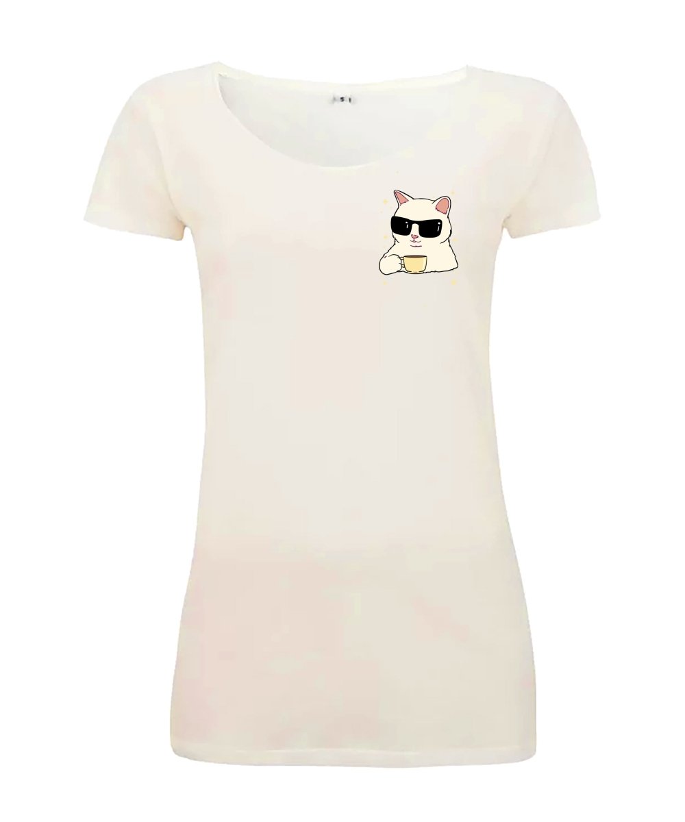 Sommershirt Coffee Katze T-Shirt - Schwarzer - Kaffee