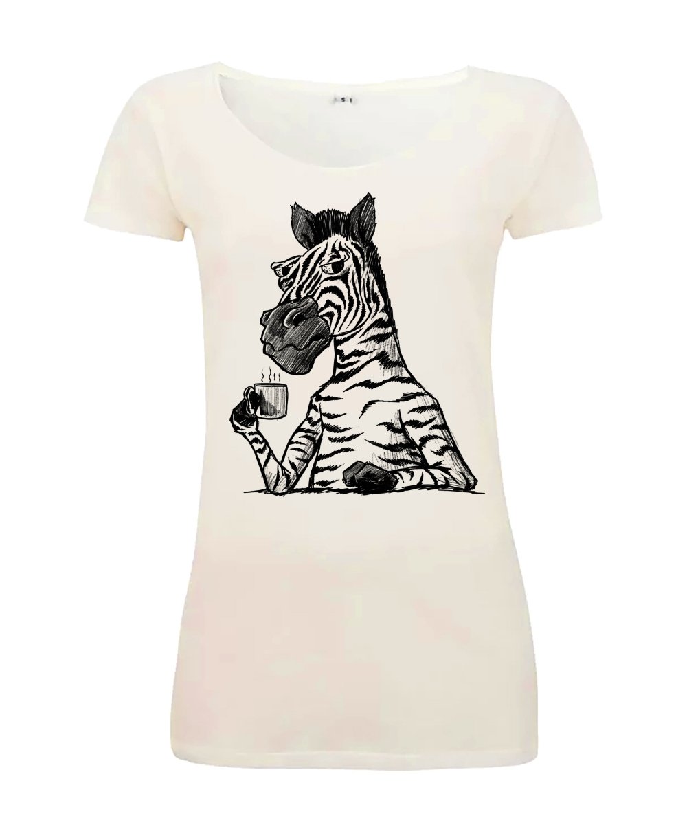 Sommershirt Coffee Zebra T-Shirt - Schwarzer - Kaffee